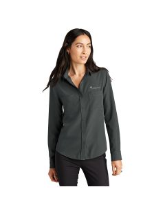 MERCER+METTLE Women's Stretch Crepe Long Sleeve Camp Blouse